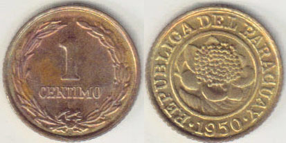 1950 Paraguay 1 Centimo (Unc) A003366 - Click Image to Close
